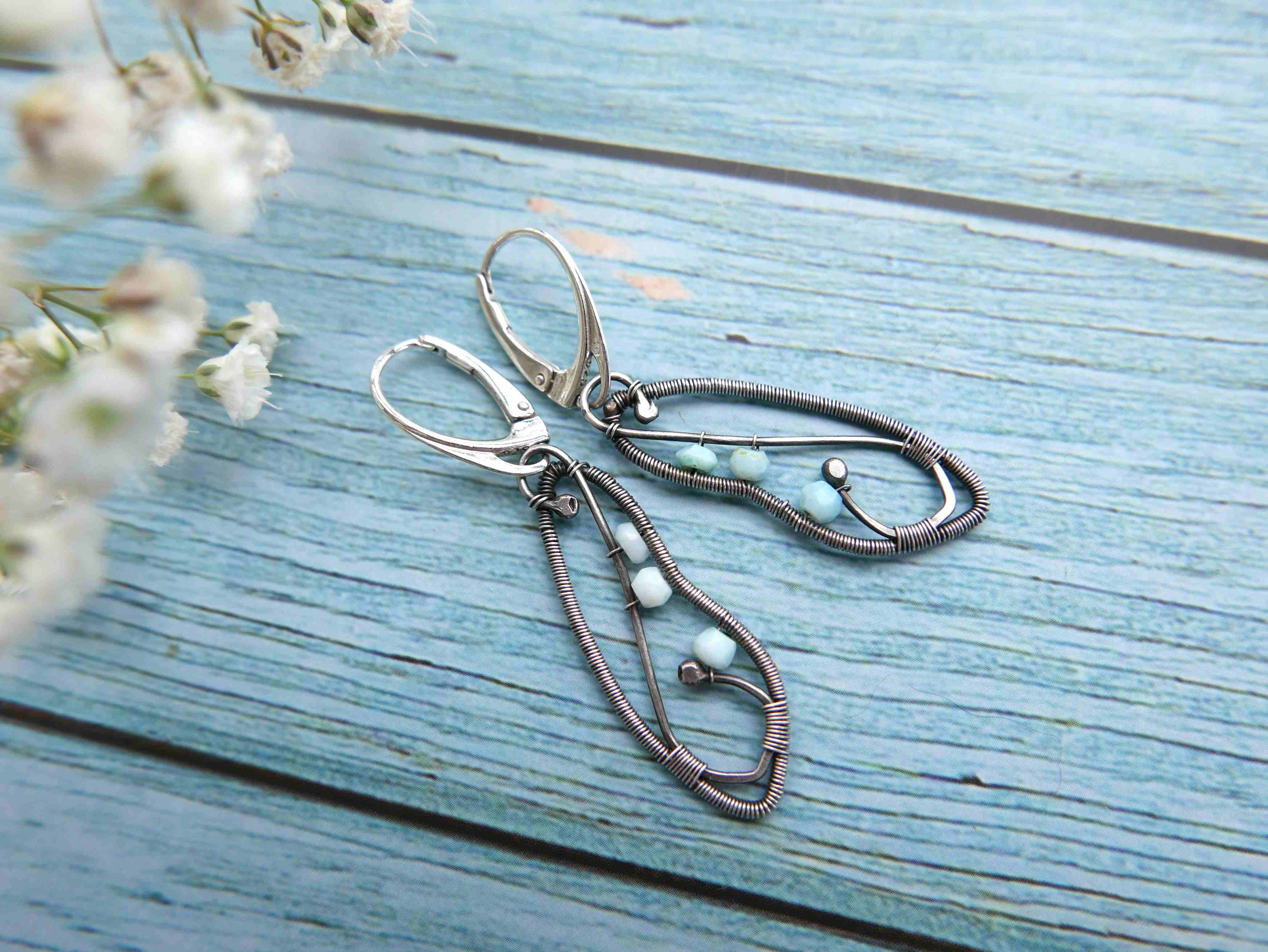 stribrne nausnice s opalem